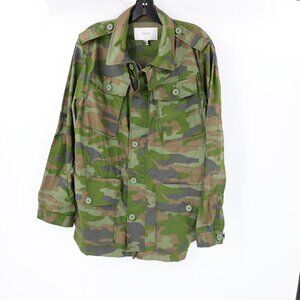 J Crew jacket Womens large Camouflage Military Field Coat Boyfriend collared